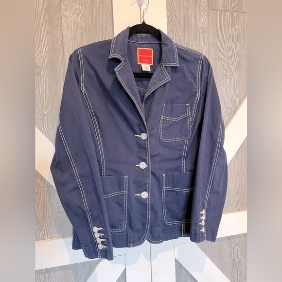 Isaac Mizrahi Jackets & Blazers - 091. Isaac Mizrahi Womens Blazer Overcoat Blue Long Sleeve Button Down Jacket S